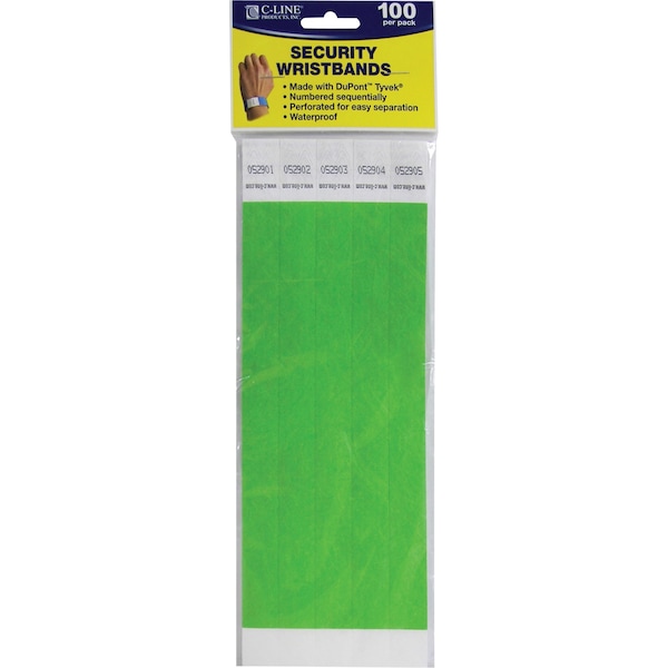 DuPontâ¢ TyvekÂ® Security Wristbands, Green, PK200